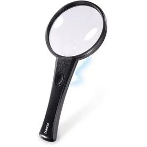 Hama Lupe 5445, Basic 90 LED - Leselupe mit 4x Vergrößerung - Leselupe mit Ø 90mm und 4-facher Vergrößerung, ausgestattet mit hellem LED-Licht für optimale Sicht. Ideal für das Lesen von kleinen Texten.