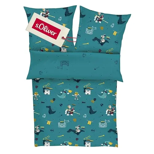 s.Oliver Junior Kinderbettwäsche Ritter und Drache in blau von s.Oliver