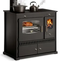 Küchenofen Holzherd P ECO INOX – Eleganter Edelstahlbackfach