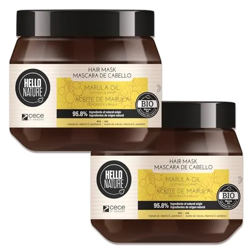 P-Beauty Naturkosmetik Haarmaske mit Marula Öl - Haarkur für Tiefenpflege, Anti-Frizz & Glanz - Feuchtigkeits Maske für Intensivpflege & Tiefenreparatur - Haarpflege Kur - Ohne Silikone (2x250ml)