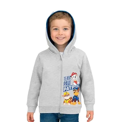 United Labels Paw Patrol Sweatjacke mit Kapuze für Jungen, Grau, Team Paw Patrol, 86-92, Kapuzenpullover mit Reißverschluss, Hoodie Kapuzenjacke für Kinder