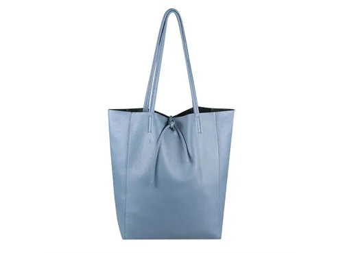 ITALYSHOP24 Schultertasche Damen - Leichtgewicht aus Leder - Schultertasche aus hochwertigem Rindsleder in Jeansblau, ideal als Handtasche oder Henkeltasche, mit praktischem Handyfach und verstärktem Boden für optimalen Tragekomfort.
