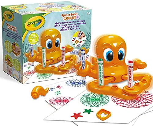 Crayola Oscar Oktopus Spielzeug, Kinderspielzeug Spiral Designer, Elektrischer Spirograph Kinder, Ungiftige Filzstifte Kinder Auswaschbar, Geschenk für Kinder ab 4 Jahren