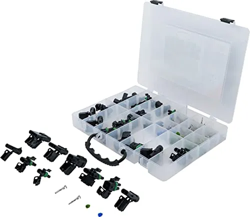 BGS 9096 Steckverbinder-Sortiment 232-tlg. - wasserdicht - Multitools für Reparaturen im Kfz-Bereich bis 24 V, ideal für wasserdichte Verkabelungen mit umfassendem Zubehör für verschiedene Draht- und Steckkontaktgrößen.