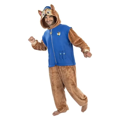 CHAKS Kostüm Paw Patrol – Chase Overall für Erwachsene - Tierisch bequemer Kapuzenanzug in Blau, ideal für Kostümpartys und Events. Aus 100% Polyester, sorgt für hohen Tragekomfort und einen klassischen Look. Pflegeleicht durch Handwäsche.