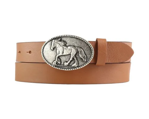 BELTINGER Ledergürtel Kinder-Gürtel für Reiter mit Pferde-Gürtelschnalle aus Vollrindleder 3 (1-St)