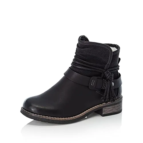Rieker Damen Ankle Boots 94689 - Wanderschuhe in Schwarz, flach und bequem, ideal für den Übergang mit praktischem Reißverschluss für einfaches An- und Ausziehen.