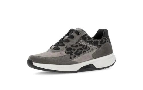 Gabor Damen Low-Top Sneaker, Frauen Sneaker,feminin,Wide-fit,h-Weite,Leder-Sohle,Cherry,Merlot,Sport-Dynamic,silbrt,Muschel/Bronce,38 EU / 5 UK