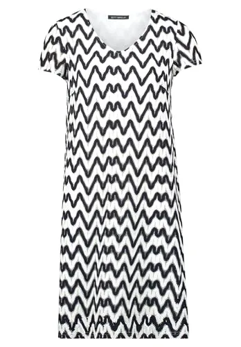 Betty Barclay Damen Sommerkleid mit V-Ausschnitt 40, Dunkelblau/Weiß - Damen-Kleider, figurumspielendes Design mit elegantem V-Ausschnitt für einen schmeichelhaften Look, ideal für sommerliche Anlässe.