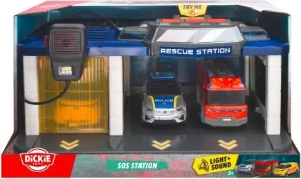 SIMBA Dickie Rettungsstation+3 Fahrzeuge St/Bear 371-6027