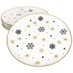 6x Stars schwarz & gold Speiseteller für festliche Anlässe in gold von MamboCat