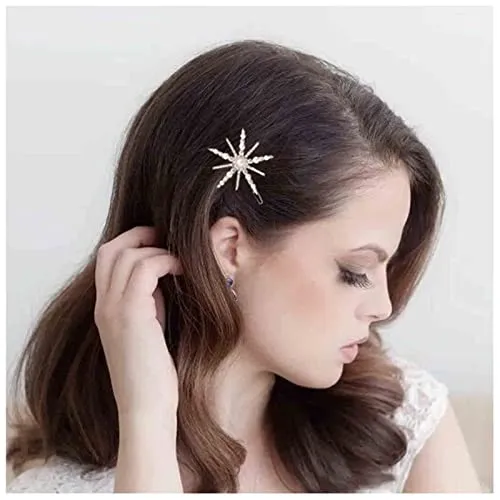 Yheakne Boho Kristall Stern Haarspange Pin Strass Perle Haarspange Barrette Vintage Haarspange Pins Gold Strass Haarspangen Dekorative Bobby Pin Glanz Hochzeit Haarschmuck Für Frauen Und Mädchen(Gold)