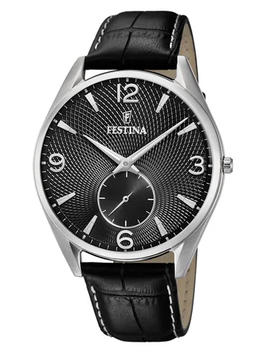 Festina Herren Uhr Retro Schwarz, Leder Armband, Durchmesser: 41,5mm, F6870/4