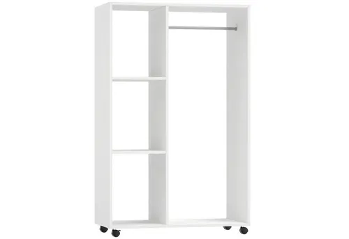 furnicato Mobiler Offener Kleiderschrank Weiß 80L x 40B x 128H cm