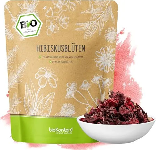 Hibiskusblüten BIO ganz und getrocknet 500g - Premium Hibiskus Tee - Hibiskusblütentee 100% natürlich aus biologischem Anbau - bioKontor