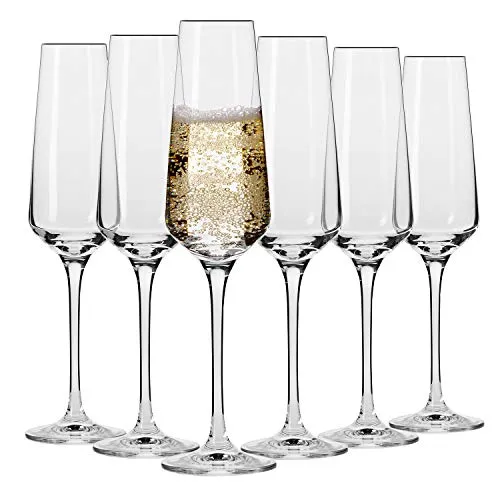 Krosno Sektgläser Champagnerflöten | Set von 6 | 180 ML | Avant-Garde Kollektion | Bleifreies Kristallglas | Proseccogläser | Für Zuhause, Restaurants & Partys | Spülmaschinenfest