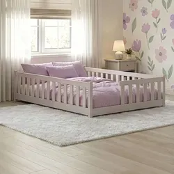 Kids Collective Kinderbett Bodenbett mit Rausfallschutz 120x200 cm - Grau - Das Kids Collective Bodenbett vereint Sicherheit und modernes Design. Mit einem stabilen Rausfallschutz und einer niedrigen Bauweise fördert es die Selbstständigkeit Ihres Kindes und ermöglicht einen einfachen Ein- und Ausstieg.