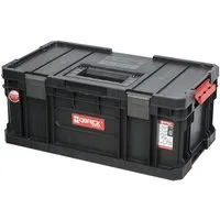 PROREGAL QBRICK Werkzeugkasten Two Toolbox HxBxT 22 x 53 x 31 cm 2 Trennstege 26 Liter Mit Deck & Teleskopgriffe Mit Klemmverschlüsse Metall Schwarz