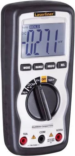 Laserliner Hand-Multimeter digital CAT IV 600V - Multimeter für präzise Messungen von Spannung, Strom und Widerstand. Mit automatischer Bereichsumschaltung und integriertem kontaktlosem Spannungsindikator für maximale Sicherheit.