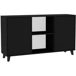 Beautysofa Kommode Schwarz, 150x85x40 cm - Moderne Kommode für Wohnzimmer, Schlafzimmer oder Flur, mit elegantem Design und praktischem Stauraum. Wählen Sie zwischen verschiedenen Beinen und Griffvarianten für Ihren individuellen Stil.