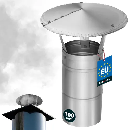 KOTARBAU® Schornsteinabdeckung Edelstahl ø 100 mm Kaminhaube Schornstein Regenhaube Schornsteinhaube Kaminaufsatz Rostfrei Edelstahl Inox