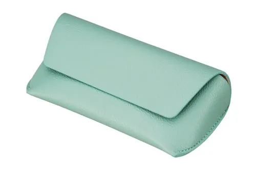 styleBREAKER Brillenetui Hardcase für Sonnenbrille & Lesebrille | Leder Optik Vegan | Stoßfestes Etui mit Nasensteg-Stütze & Mikrofaser-Putztuch 15x12cm | Display Reinigung, Farbe:Türkis