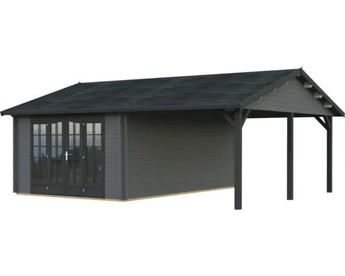 Gartenhaus Palmako Irene 19,0+16,2 m² 703 x 619 cm dunkelgrau-anthrazit