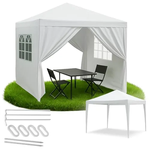 Gartenpavillon XXL mit 4 Seitenwänden und Fenstern