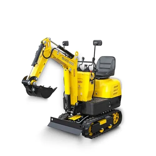 BAMATO Benzin Mini-Bagger MIB-600 mit E-Start | 8,5 PS | 690 mm Breite | 2330 mm Grabweite | Kettenbagger | inkl. 3-Zahnlöffel 300 mm | 2330 mm Grabweite