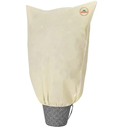 Gardebruk® Kübelpflanzensäcke 250x360cm 80g/m² Reißverschluss Garten Frostschutzhaube Winterschutz für Pflanzen Pflanzenschutzvlies Beige