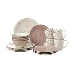 Ritzenhoff Breker Kombiservice Valencia - 16-teilig, stilvolles Steinzeug für 4 Personen, spülmaschinengeeignet und ideal für jede Gelegenheit