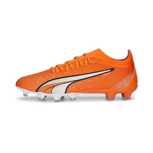 Puma Ultra Match FG/AG - orange - Fußballschuhe mit leichtem Mesh-Obermaterial und GripControl für optimale Ballkontrolle. Der niedrige Kragen und die TPU SPEEDPLATE Außensohle bieten perfekten Sitz und Traktion für Rekordgeschwindigkeiten.