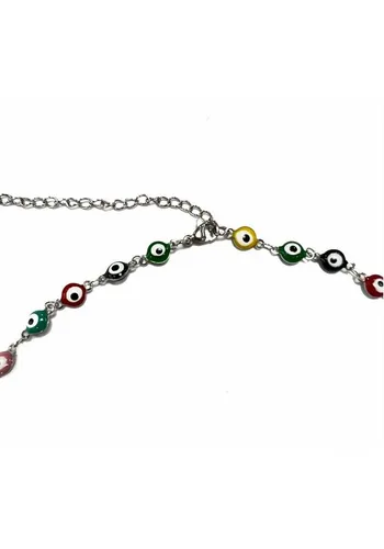 Firetti Collier Schmuck Geschenk Halsschmuck Halskette Ankerkette Evil Eye/Böser Blick, Made in Germany - mit Glasstein