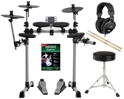 XDrum DD-400 E-Drum-Set Komplettset - E-Drums mit 108 Sounds und 10 Drumkits, inkl. Kopfhörer, Hocker und Schlagzeug-Schule für den perfekten Einstieg ins Schlagzeugspielen.