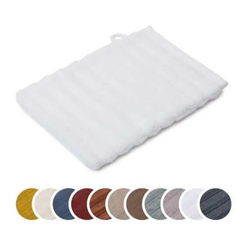 liebling Waschhandschuh Luxus Bio Baumwolle, Serie Marseille, 770 gr. / m², 16 x 21 cm, Ökotex, 60 Grad, saugstark, schnelltrocknend, Farbe: weiß