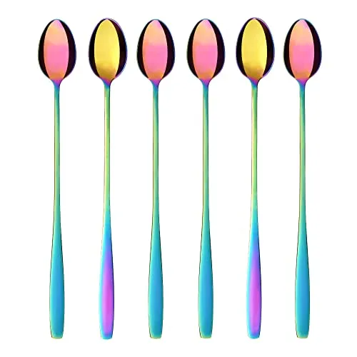 GRÄWE Latte Macchiato Löffel Set, bunt, 6-teilig, lange Löffel für Cocktails & Desserts, Edelstahl, spülmaschinengeeignet, Serie Königstein