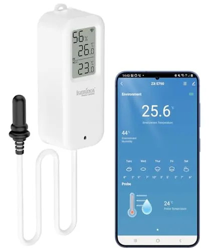 Luminea Home Control Elesion Thermometer: WLAN-Temperatur-/Luftfeuchtigkeitsmesser mit Innen- & Außensensor, App (Wlanthermometer, WLAN Smart Thermometer Hygrometer, Wetterstation)