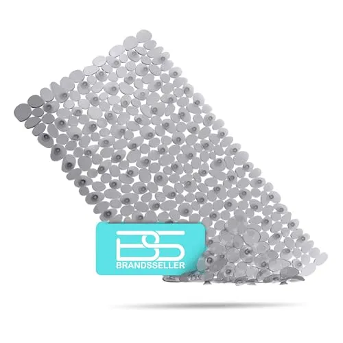 Brandsseller Badewanneneinlage 70x35 cm Badewannenmatte Duschmatte in Steinoptik Grau-Transparent