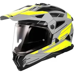 LS2 MX702 Pioneer II Namib XXL - Offroad Helm in grau-fluogelb matt - Motorradhelm für Offroad-Aktivitäten, ausgestattet mit optimaler Belüftung, kratzfestem Visier und schnellwechselbarem Visier. Ideal für Abenteuer und Sicherheit auf jedem Terrain.