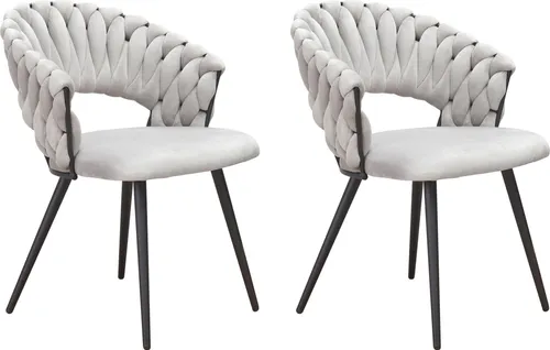 LC Home Esszimmerstuhl »Nancy« - Eleganter Samt Armlehnstuhl in Flechtoptik - Der LC Home Esszimmerstuhl »Nancy« vereint stilvolles Design mit hohem Sitzkomfort. Ideal für Esszimmer oder Wartebereiche, bietet er eine luxuriöse Flechtoptik und robustes Metallgestell.