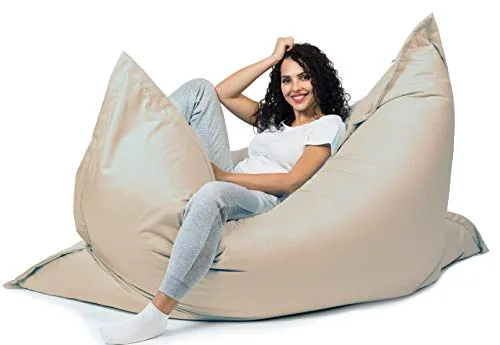 sunnypillow XL Sitzsack, Riesensitzsack Outdoor & Indoor 100 x 150 cm mit 140L Styropor Füllung Sessel für Kinder & Erwachsene Sitzkissen Sofa Beanbag viele Farben und Größen zur Auswahl Cremefarben