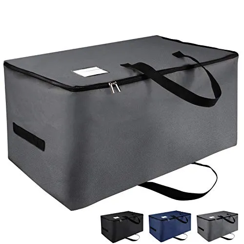 IHOMAGIC 100L Ultra Große Unterbettkommode, Unterbett Aufbewahrungstasche mit Reißverschluss und Griffe, Faltbare Organisator für Bettdecken, Kissen, Kleidung 70x42x35cm (Dunkelgrau)