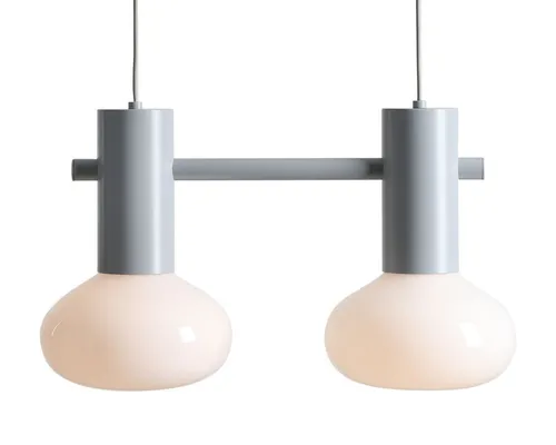Hängelampe Glas Grau 2-flammig Ø46 cm für Esszimmer und Küche
