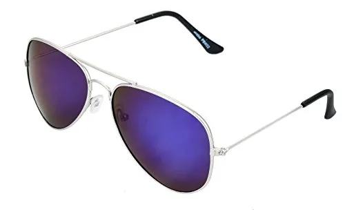 Unbekannt Sonnenbrille mit Federscharnier verspiegelt in verschiedenen Farbe (One size, Silber Blau)