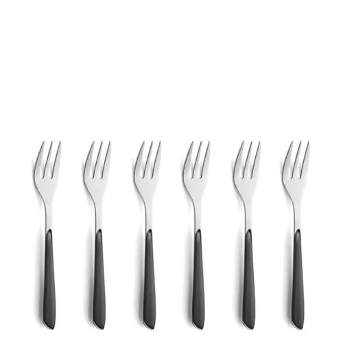 Kuppels Prisma Kuchengabel-Besteck Set aus 18/0 Edelstahl, 6-teilig, für 6 Personen, hochwertige Kunststoffgriffschalen in Schiefergrau, rostfrei & spülmaschinenfest