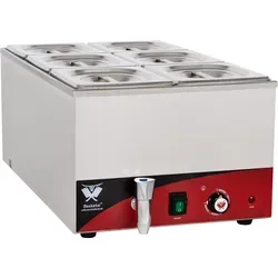 Beeketal Speisenwärmer Wasserbad Bain Marie BBM6 - Speisenwärmer für Gastronomie, mit einstellbarer Temperatur von 35-65 °C und robustem Edelstahlgehäuse, ideal für die Warmhaltung von Speisen bei Buffets und Veranstaltungen.