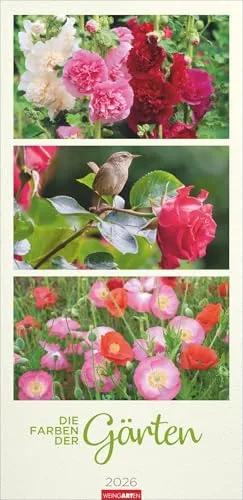 Die Farben der Gärten Kalender 2026 - Gartenkalender mit 12 hochwertigen Gartenbildern, die Monat für Monat inspirieren. Im XXL-Format 33x68 cm ein echter Blickfang für Ihr Zuhause.