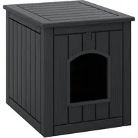 Costway Katzenklo Schrank mit Klapptür & Erhöhtem Boden Schwarz