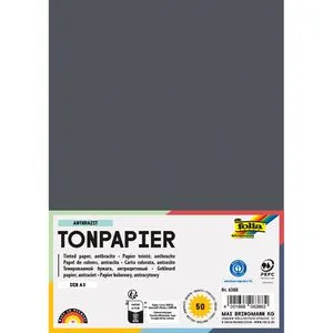 Folia Tonpapier 6388, A3, anthrazit, 130g/m², 50 Blatt