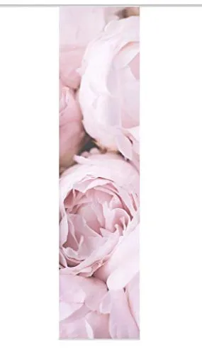 VISION S Schiebegardine Rosana, halbtransparent in Rosé - Schiebevorhang in Bambusoptik, 260 x 60 cm, mit üppigem Blütenmotiv. Einfach aufzuhängen dank komplettem Zubehör und selbst kürzbar für individuelle Anpassung.